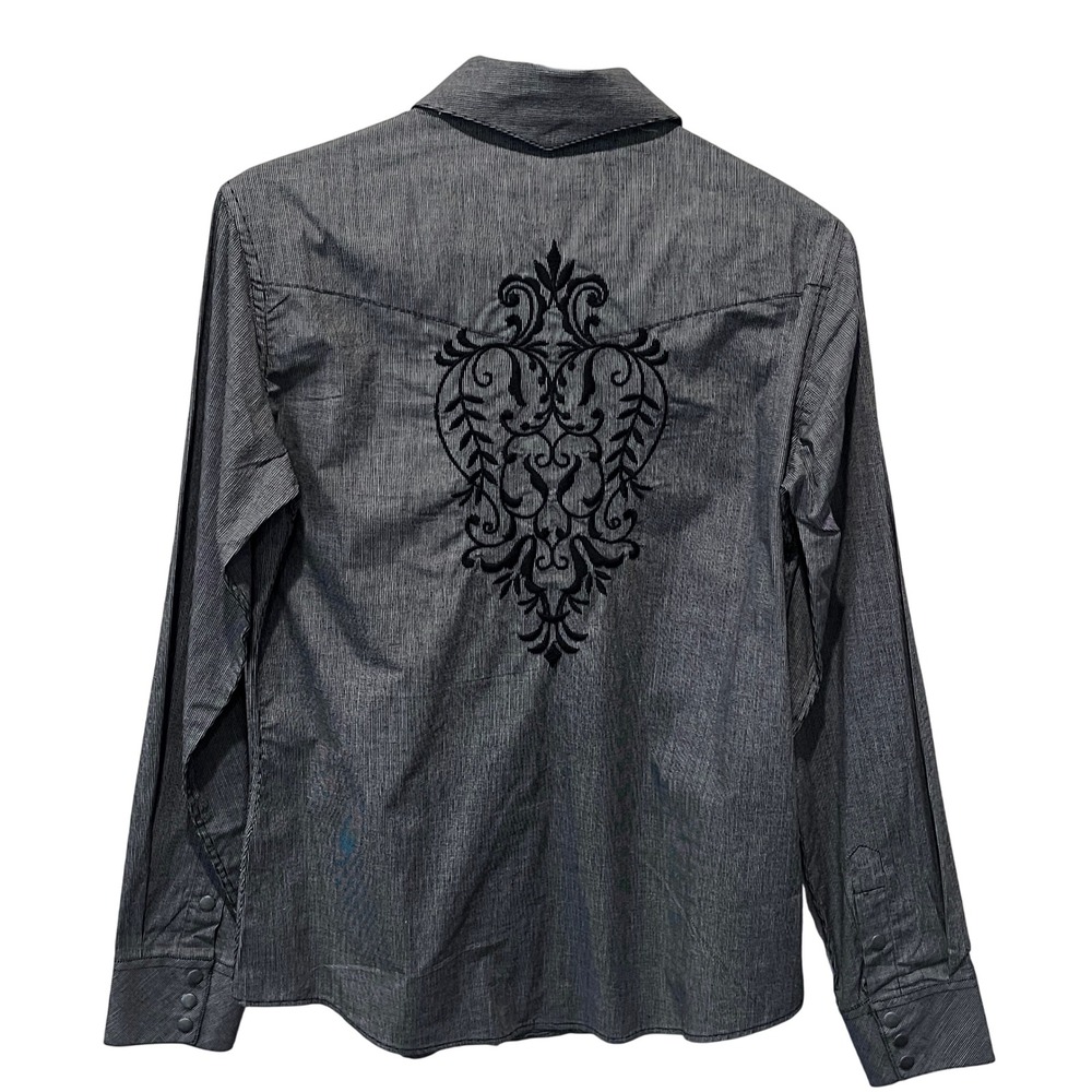 Brooks & Dunn Panhandle Slim Gray Embroidered Western Shirt Womens‎ Medium - Picture 5 of 9